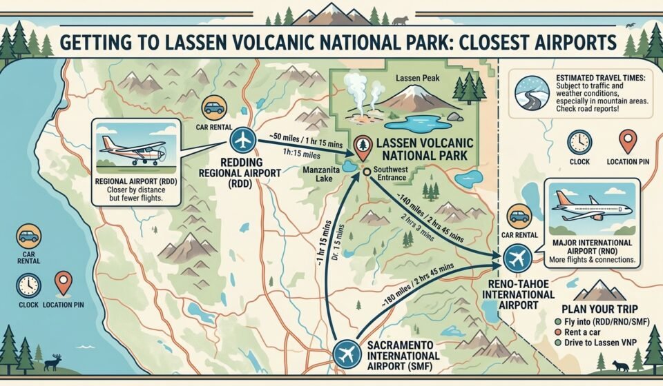 Closest Airport to Lassen Volcanic National Park