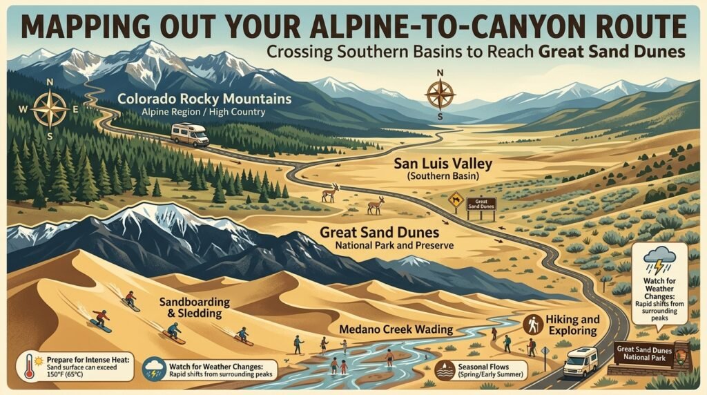 Crossing Southern Basins to Reach Great Sand Dunes