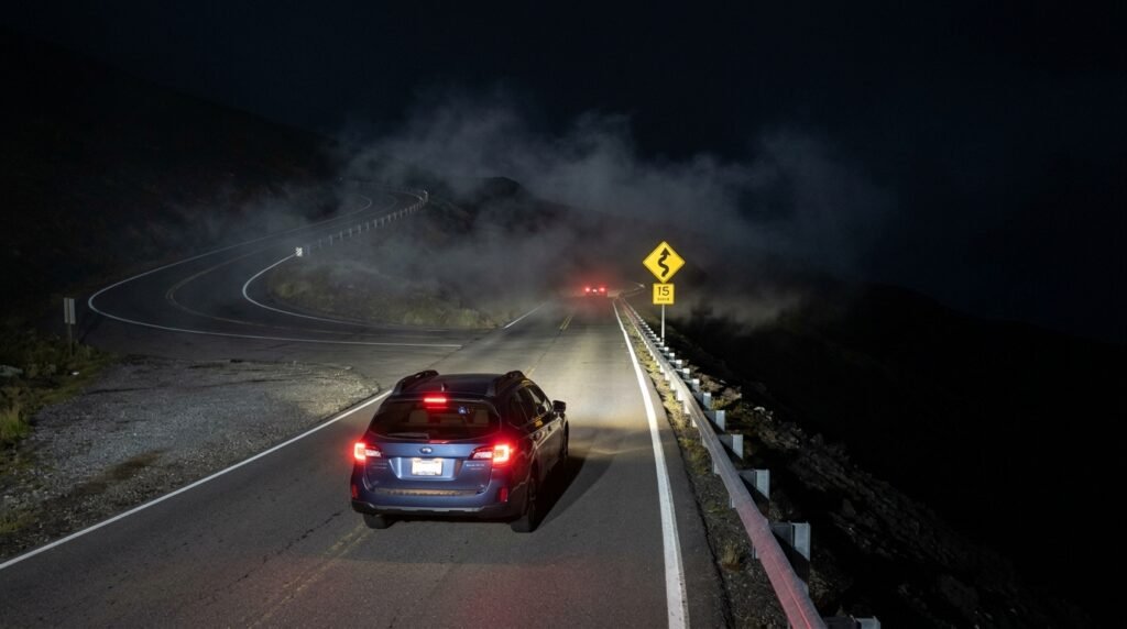 Driving Safety and Navigating the Mountain Road in the Dark