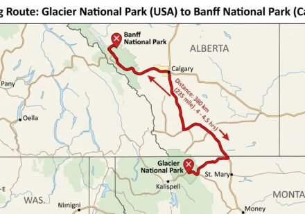 How far is Glacier National Park from Banff