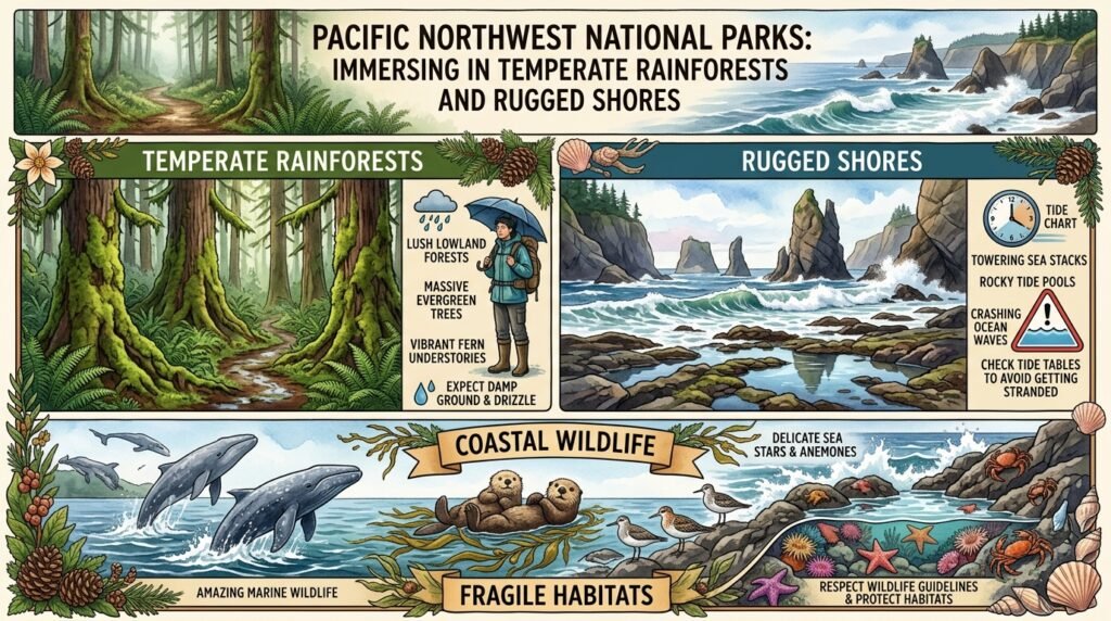 Immersing in Temperate Rainforests and Rugged Shores