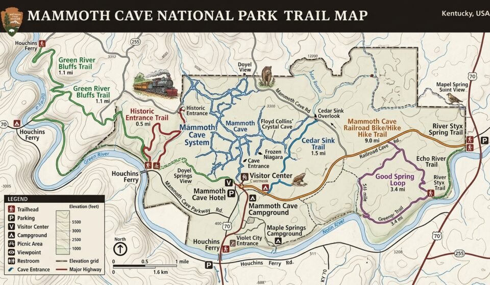 Mammoth Cave National Park Trail Map