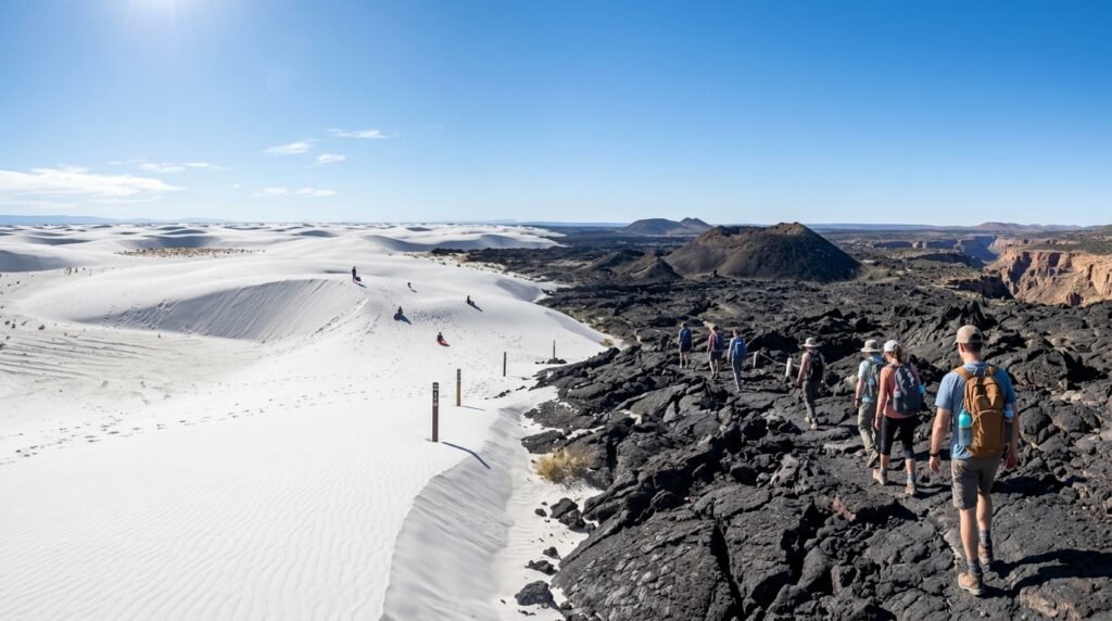 Navigating Desert Dunes and Volcanic Fields
