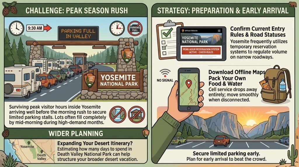 Navigating Vehicle Entry Gates and Heavy Peak Crowds