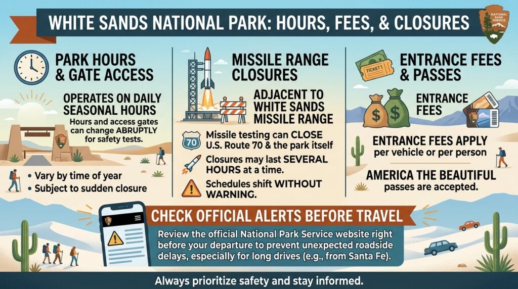 Park Hours, Fees, and Missile Range Closures