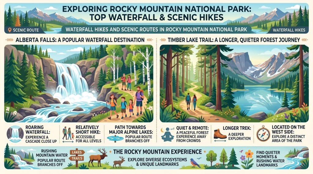 Waterfall Hikes and Scenic Routes in Rocky Mountain National Park