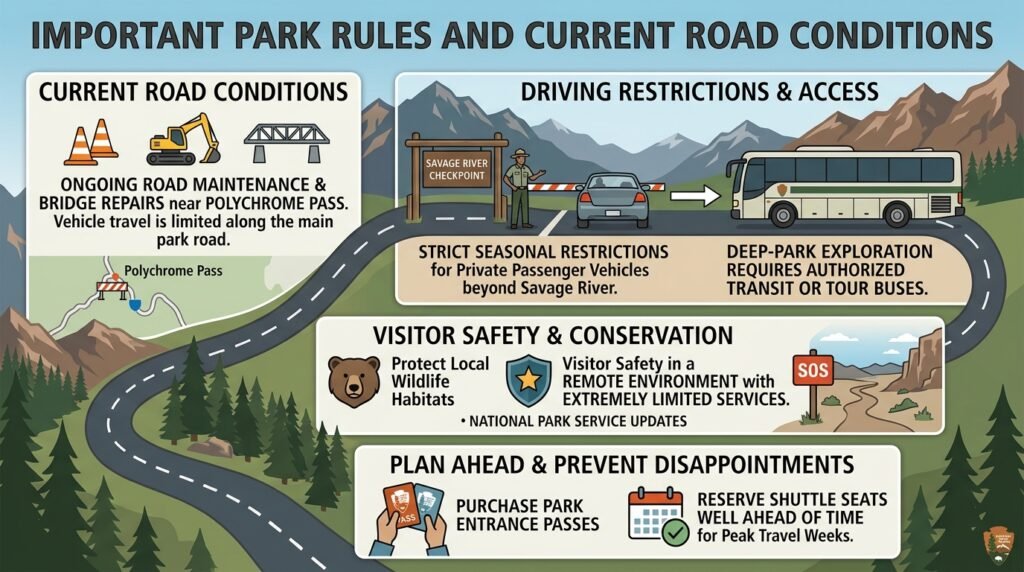 Important Park Rules and Current Road Conditions