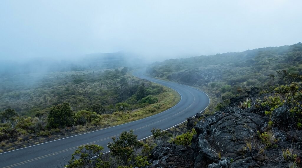 Navigating the Long Coastal Descent Along Chain of Craters Road
