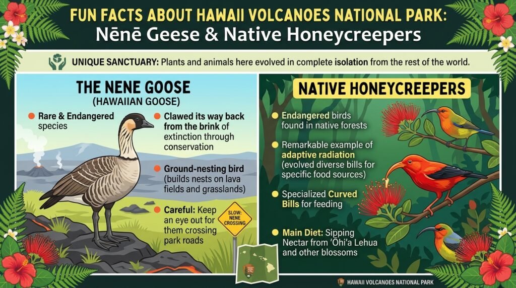 Nēne Geese and Native Honeycreepers of the Park