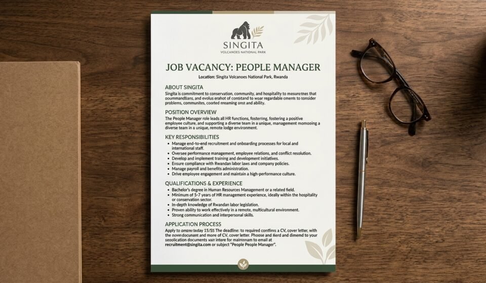 Singita Volcanoes National Park People Manager Job Vacancy Pdf