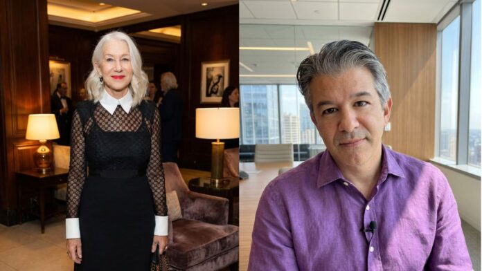 Travis Kalanick and Helen Mirren