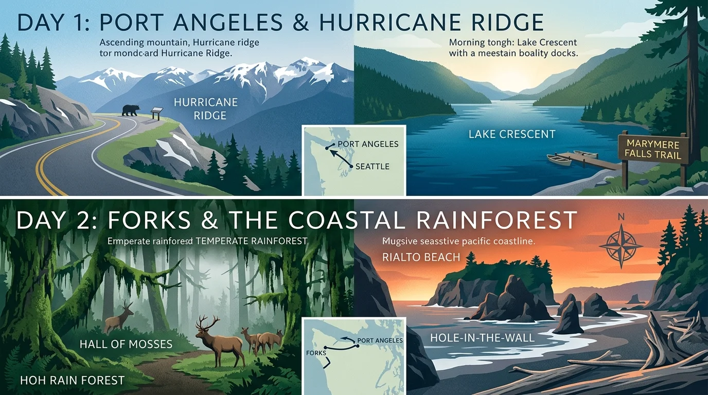 2 day itinerary Olympic National Park Adventure