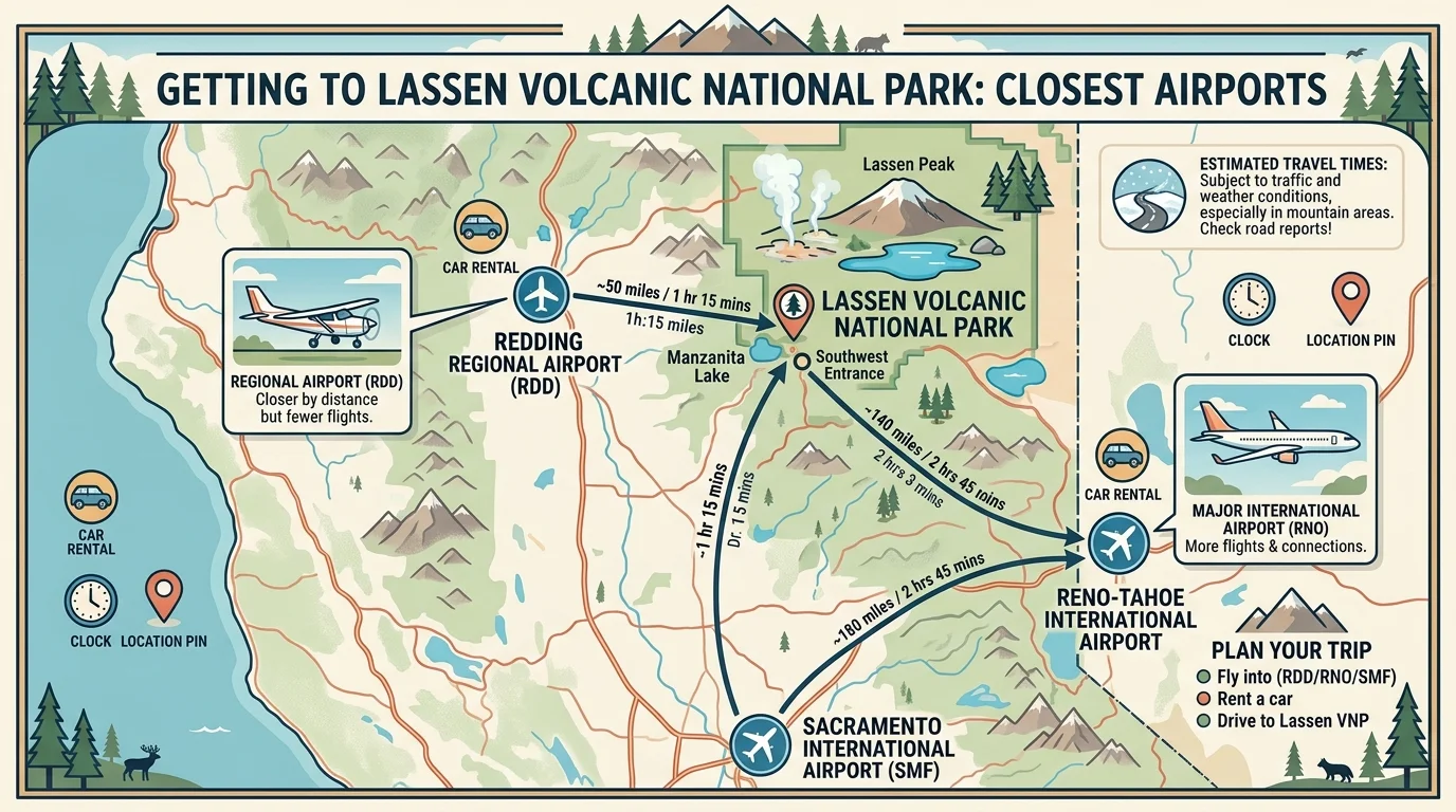 Closest Airport to Lassen Volcanic National Park