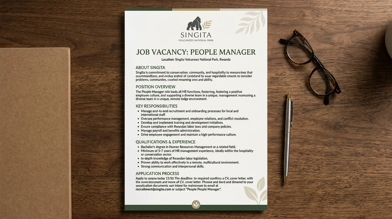 Singita Volcanoes National Park People Manager Job Vacancy Pdf